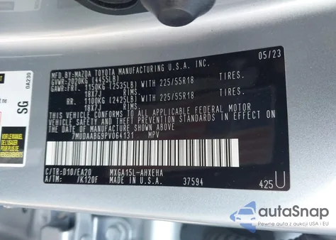 2023 Toyota Corolla Cross Xle z USA, uszkodzony, nr VIN 7MUDAABG9PV064131